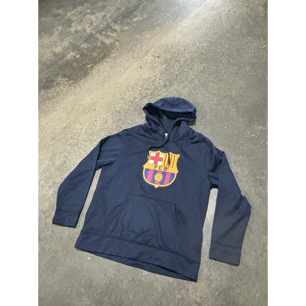 FCB Barcelona Navy Soccer Pullover Hoodie Size Large